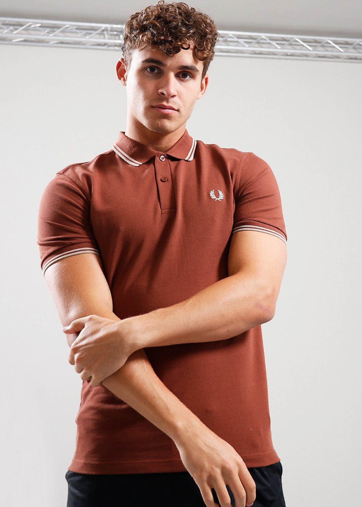 Fred Perry Polo's Twin tipped fred perry shirt - whisky brown porridge marl porridge marl