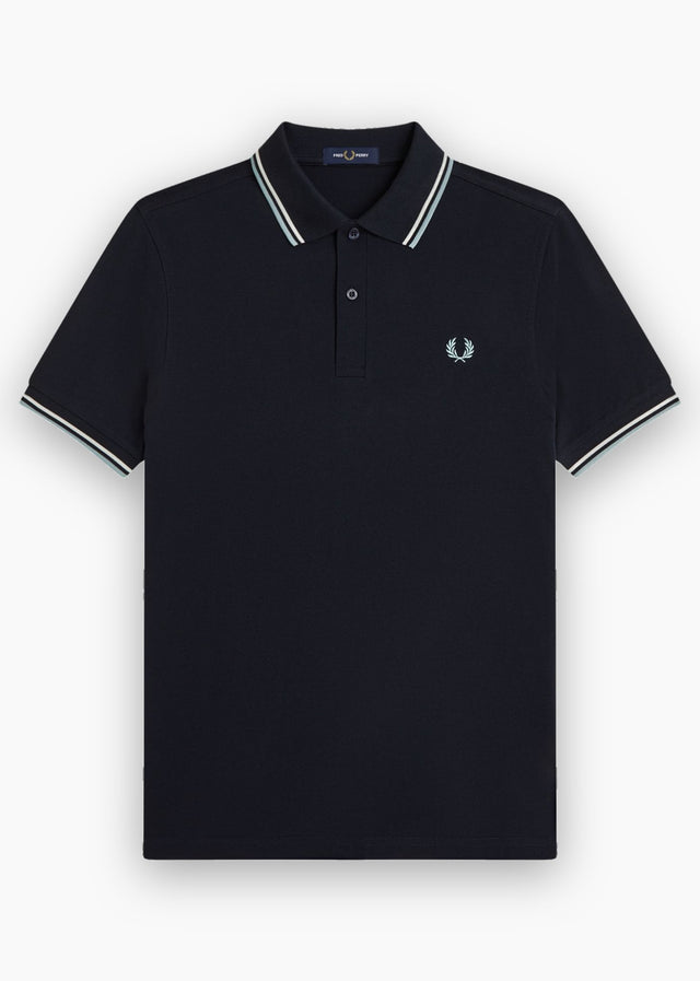 Fred Perry Polo's Twin tipped polo - navy ecru silver blue
