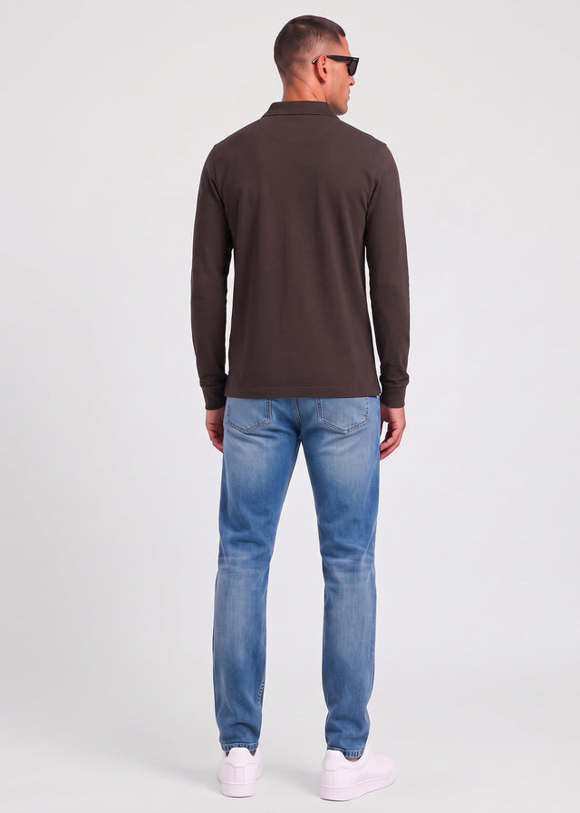 Hugo Boss Longsleeve Polo's Passerby - dark brown