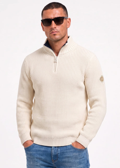 Golant quarter zip ribbed knit - ecru