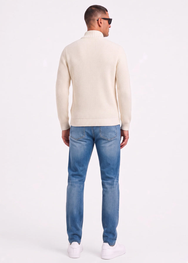 Henri Lloyd Truien Golant quarter zip ribbed knit - ecru