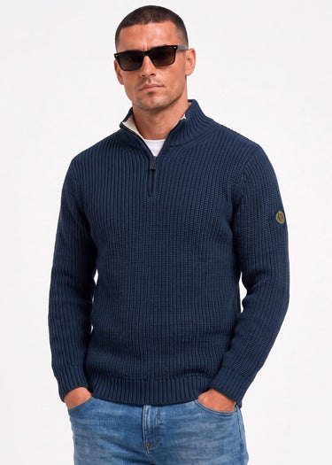 Henri Lloyd Truien Golant quarter zip ribbed knit - navy