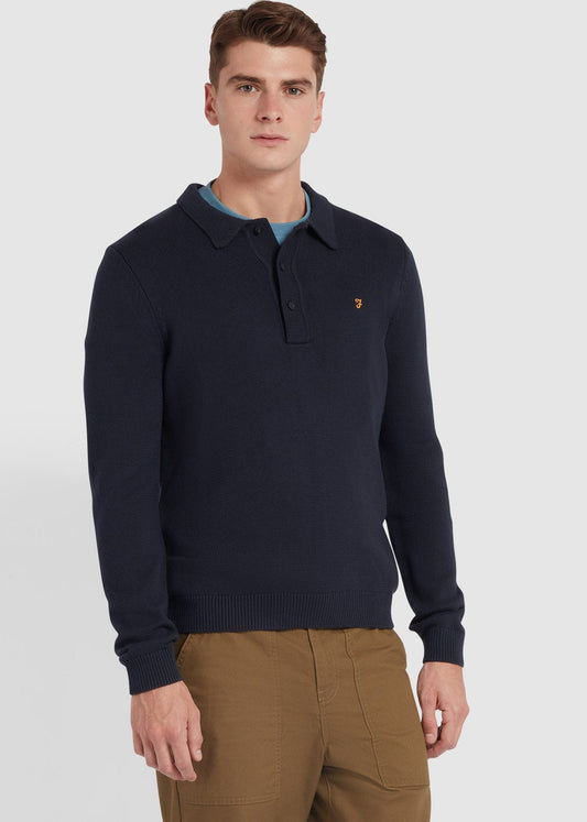 Farah Polo's  Sweater hamlet knit ls polo - true navy 