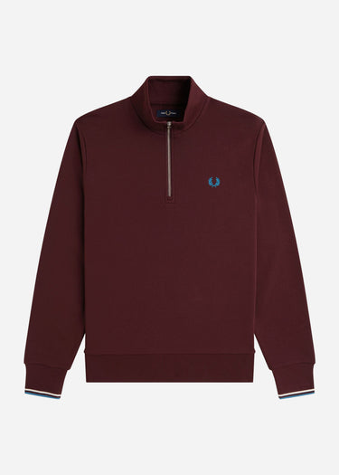 Fred Perry Truien Half zip sweatshirt - oxblood ecru court blue