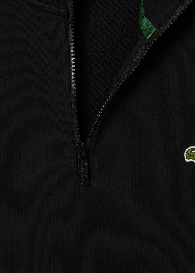 Lacoste Truien High neck zip up fleece sweatshirt - black