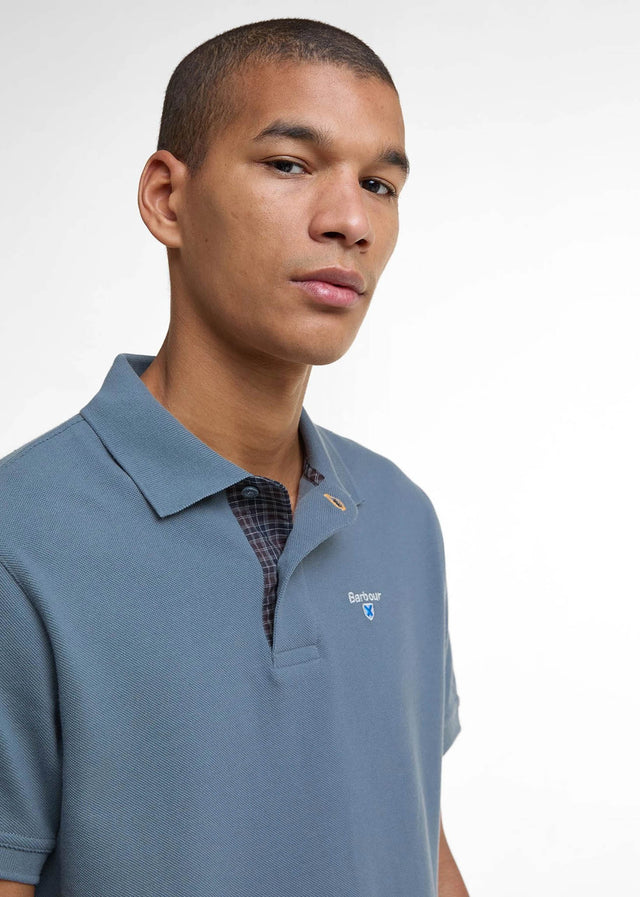 Barbour Polos Tartan pique polo shirt - bluestone
