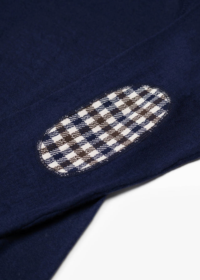 Aquascutum Sweaters Extrafine merino wool patches knit - navy