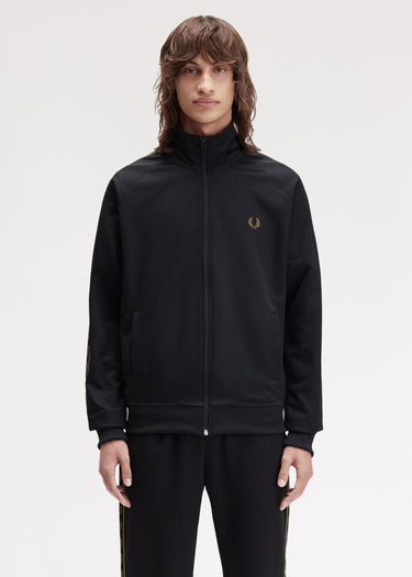 Fred Perry Vesten Contrast tape track jacket - black shaded stone