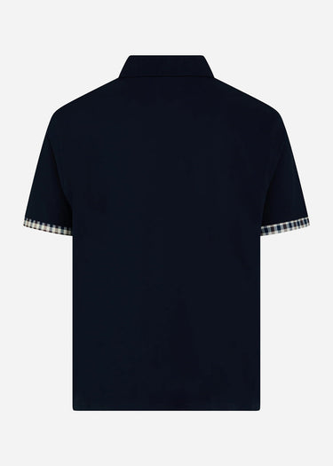 Aquascutum Polo's Cc stretch piqué sleeve polo - navy