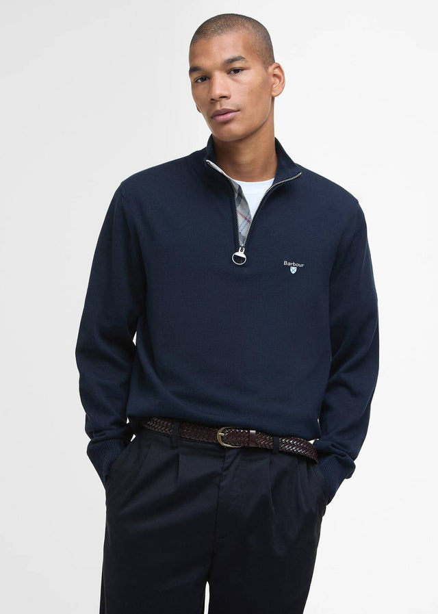 Barbour Truien Barbour lingwood compact cotton half zip sweater - navy