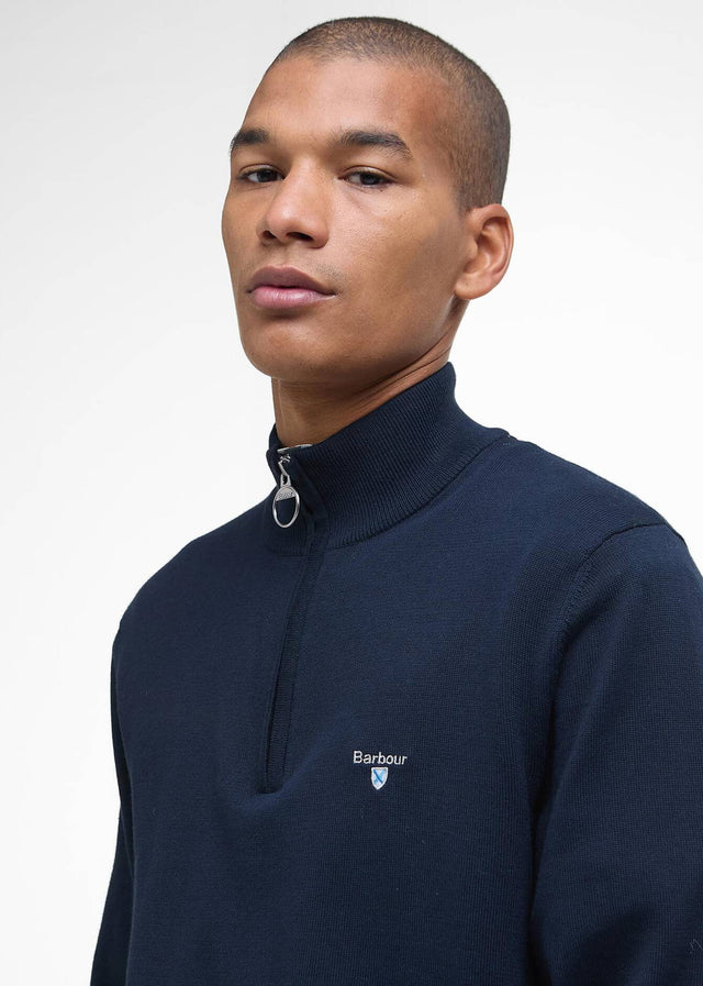 Barbour Truien Barbour lingwood compact cotton half zip sweater - navy
