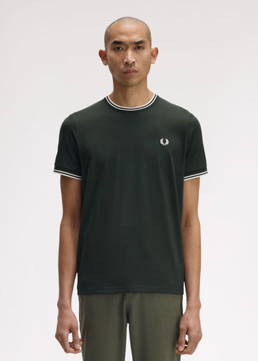 Fred Perry T-shirts Twin tipped t-shirt - night green snow white