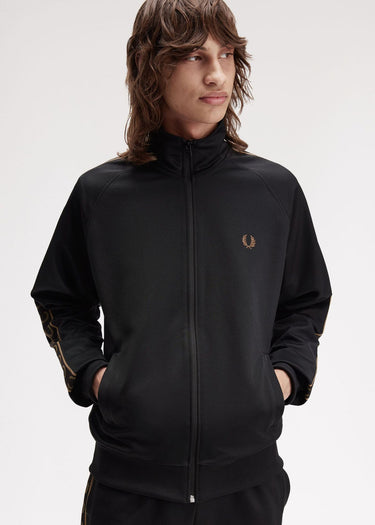 Fred Perry Vesten Contrast tape track jacket - black shaded stone