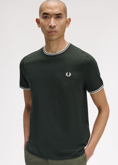 Fred Perry T-shirts Twin tipped t-shirt - night green snow white