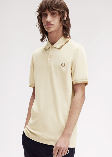 Fred Perry Polo's Twin tipped polo - oatmeal warm stone shaded stone