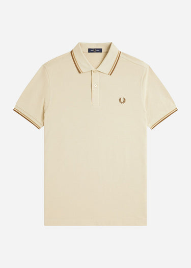 Fred Perry Polo's Twin tipped polo - oatmeal warm stone shaded stone