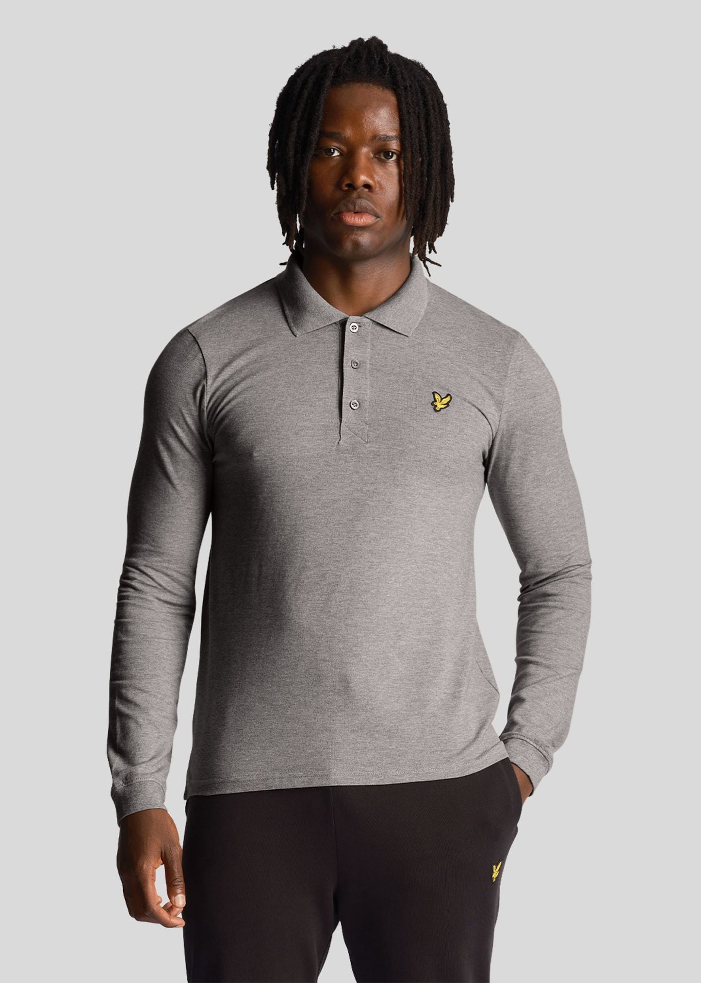 Lyle & Scott Longsleeve Polo's  LS polo shirt - mid grey marl 