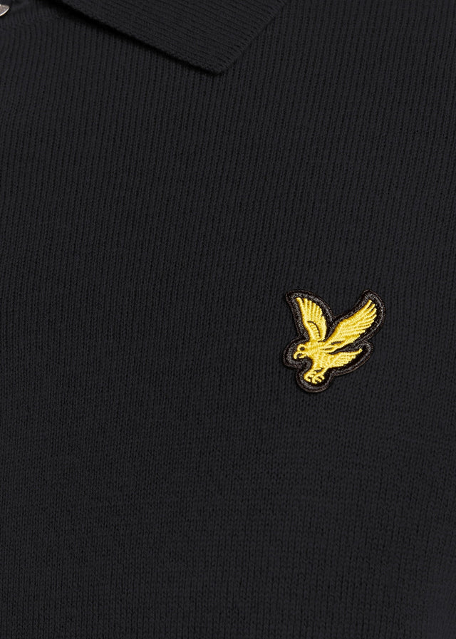 Lyle & Scott Longsleeve Polo's Cotton merino long sleeve knitted polo - dark navy
