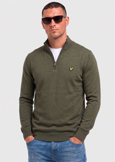Lyle & Scott Truien Polyblend quarter zip jumper - journey olive