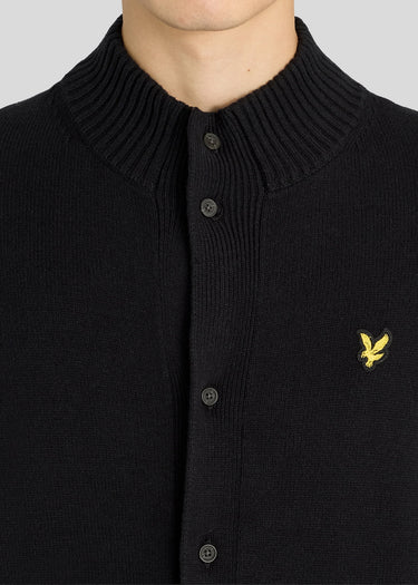 Lyle & Scott Vesten Rib insert button through jumper - jet black