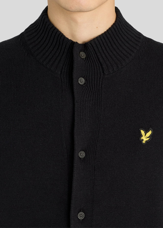 Lyle & Scott Vesten Rib insert button through jumper - jet black
