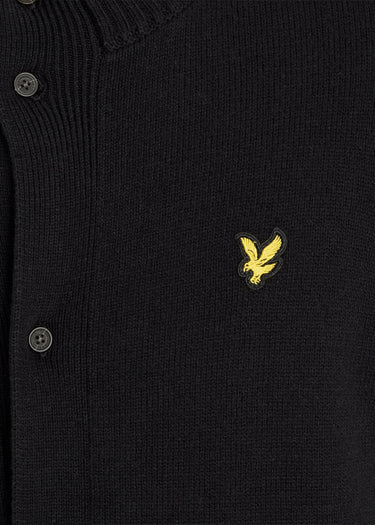 Lyle & Scott Vesten Rib insert button through jumper - jet black