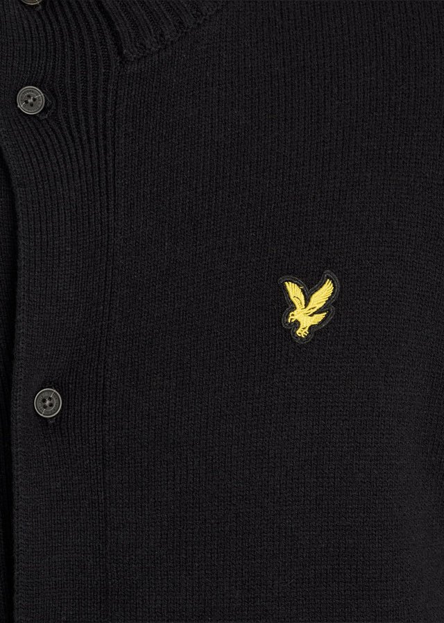 Lyle & Scott Vesten Rib insert button through jumper - jet black
