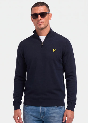 Lyle & Scott Truien Cotton merino quarter zip jumper - dark navy