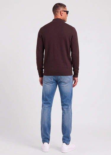 Lyle & Scott Truien Cotton merino quarter zip jumper - espresso