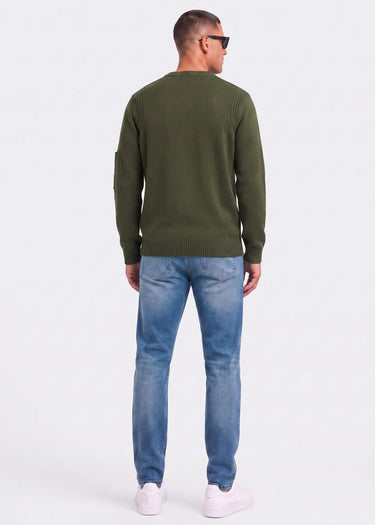 Lyle & Scott Truien Rib insert crew neck jumper - true olive
