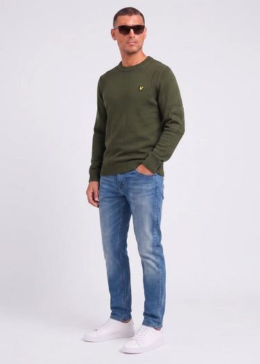 Lyle & Scott Truien Rib insert crew neck jumper - true olive
