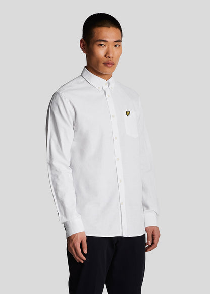 Lyle & Scott Overhemden  Cotton linen button down shirt - white 