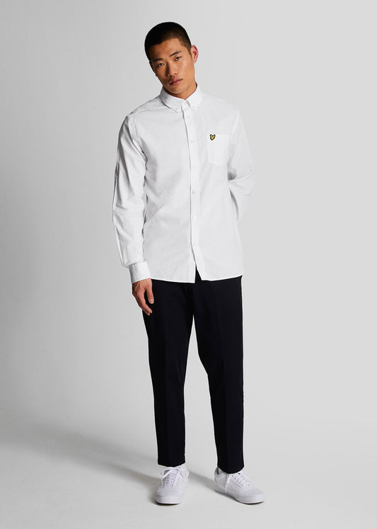 Cotton linen button down shirt - white
