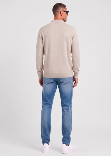 Lyle & Scott Truien Cotton merino long sleeve knitted polo - cove