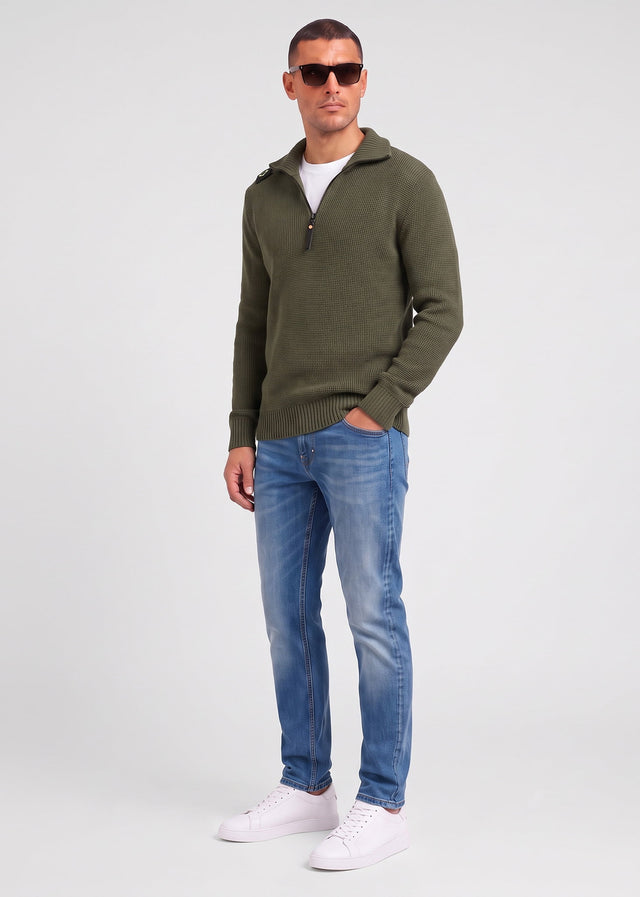 MA.Strum Truien Sarl quarter zip sweater - bronze green