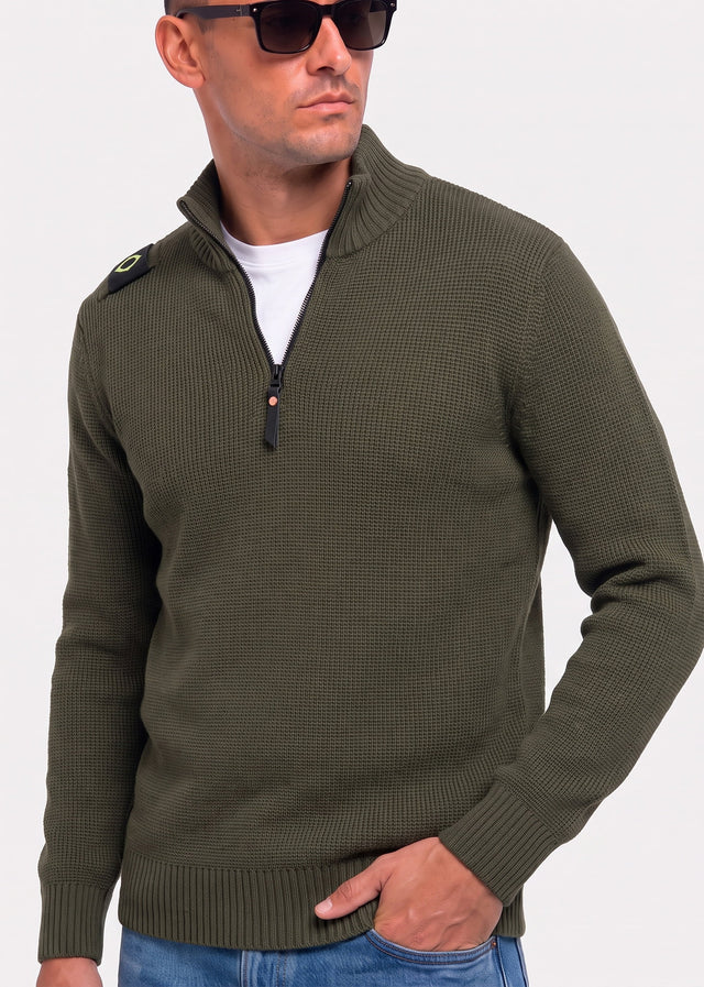 MA.Strum Truien Sarl quarter zip sweater - bronze green
