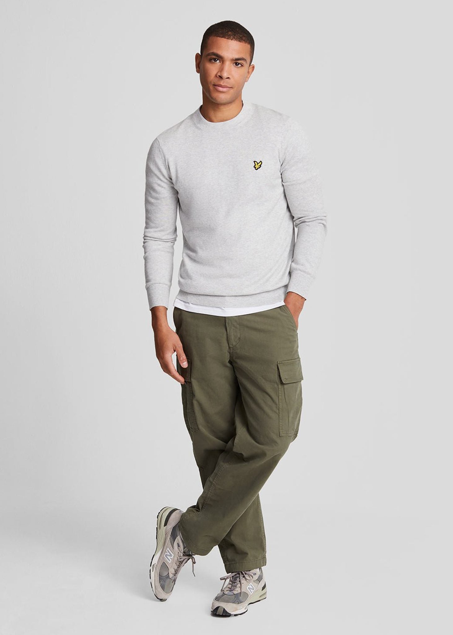 Lyle & Scott Truien Cotton merino crew neck jumper - light grey marl aw