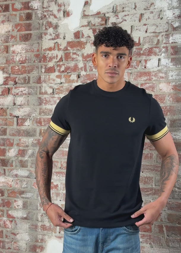 Fred Perry T-shirts Twin tipped cuff t-shirt - black champagne