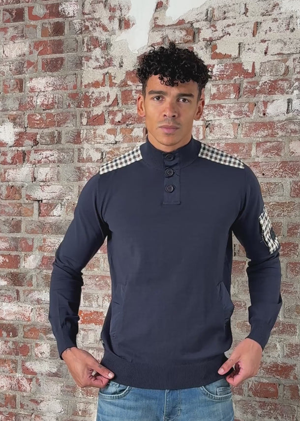 Aquascutum Truien Lamina pocket mockneck - navy