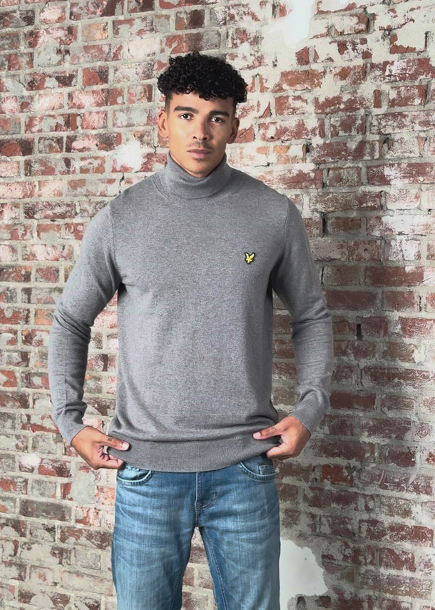 Lyle & Scott Truien Cotton merino turtleneck jumper - mid grey marl