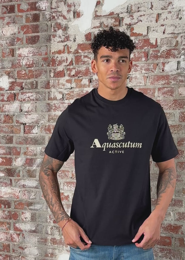 Aquascutum T-shirts Big logo t-shirt - black