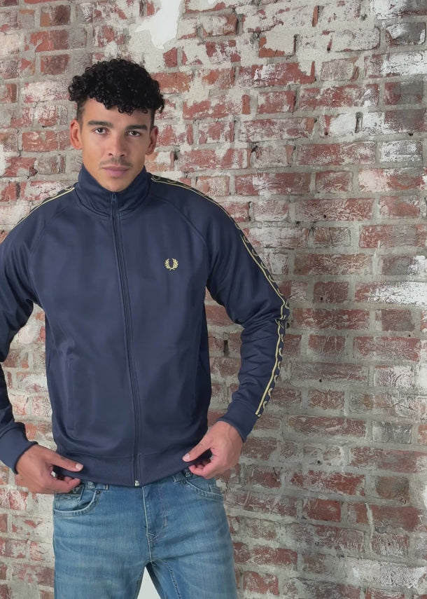 Fred Perry Vesten Contrast tape track jacket - tennis blue champagne