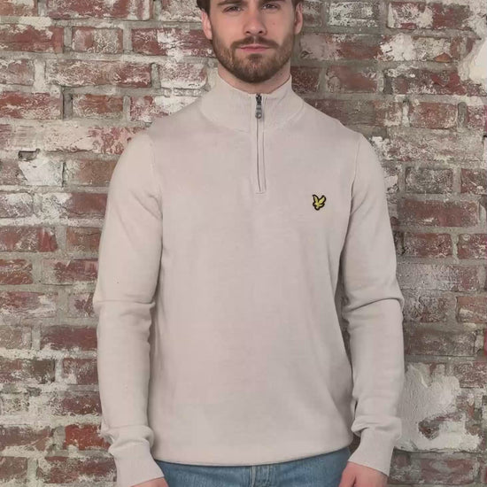 Lyle & Scott Truien Cotton merino quarter zip jumper - cove