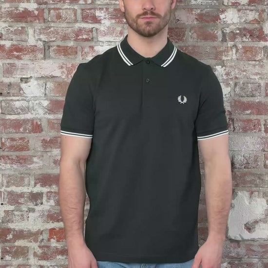 Fred Perry Polo's Twin tipped fred perry shirt - night green snow white snow white