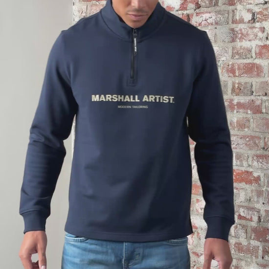 Marshall Artist Truien Costal erosion 1/4 zip - navy