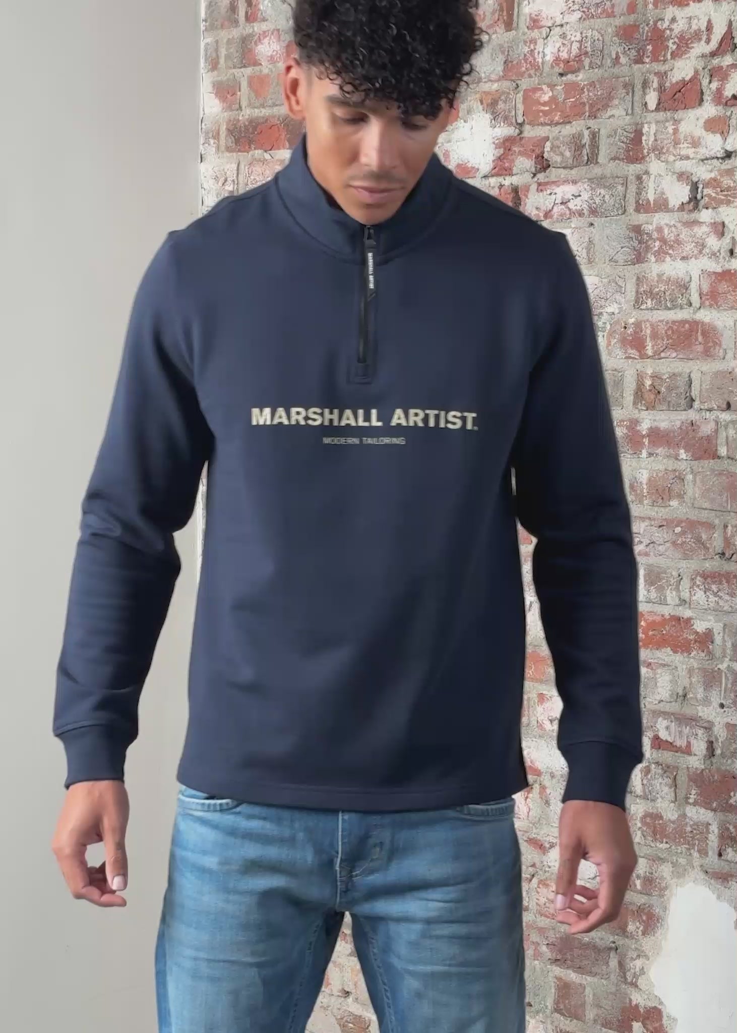 Marshall Artist Truien Costal erosion 1/4 zip - navy