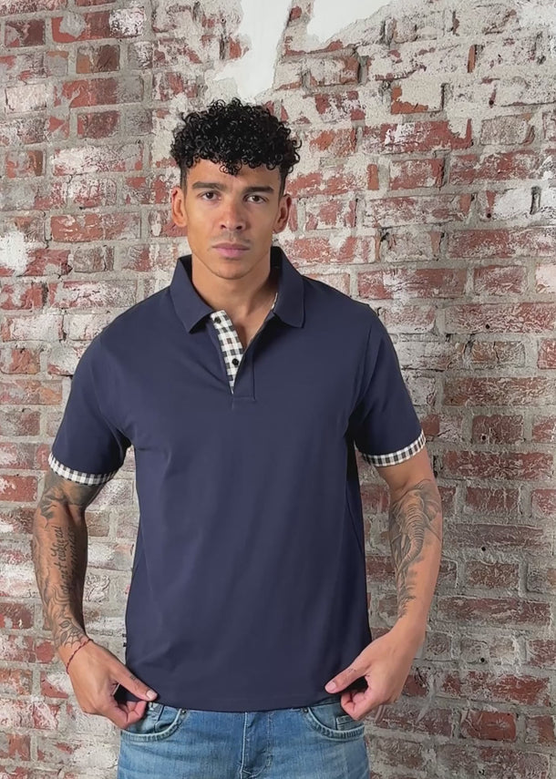 Aquascutum Polo's Cc stretch piqué sleeve polo - navy