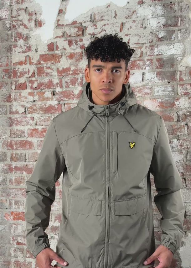 Lyle & Scott Jassen Lightweight hooded zip through jacket - khaki ash