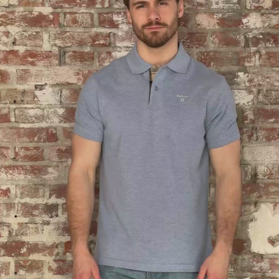 Barbour Polo's Barbour tartan pique polo shirt - sky marl