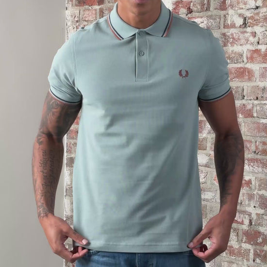 Fred Perry Polo's Twin tipped fred perry polo shirt- Silver Blue Tennis Blue Cinnamon